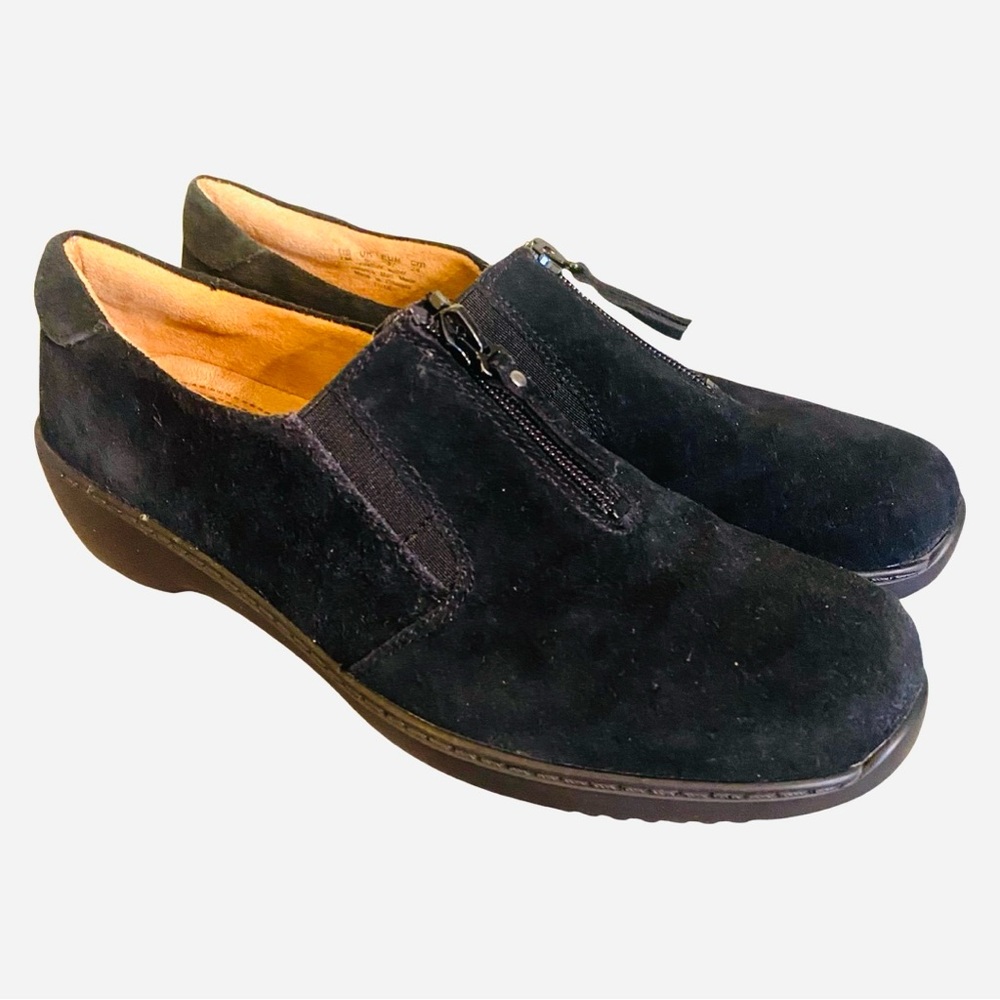 Natural Soul By Naturalizer Women’s Loafers 7 Black Leather Zip Comfort Flats